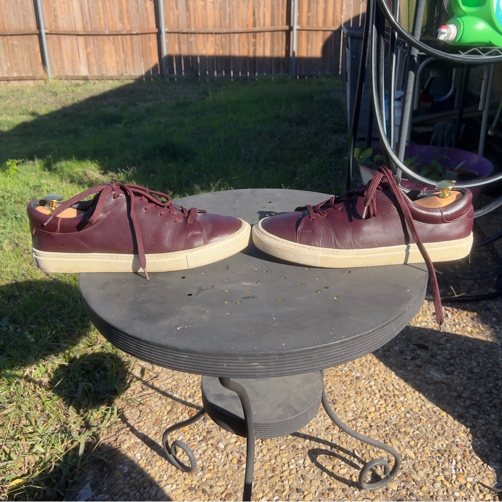 Sandro Paris leather sneakers Hermes red brown white soles 10.5 us - Picture 4 of 9